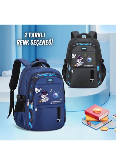 Erkek Çocuk İlkokul Anaokul Sırt Çantası Çok Bölmeli Ergonomik Yeni Nesil Tasarım Sırt Çantası Siyah
