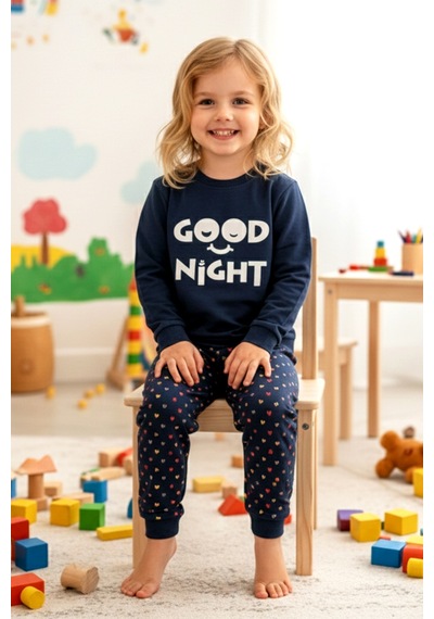 Kız Çocuk Pamuklu Desenli Pijama Takımı 250575 Lacivert01 Lacivert01