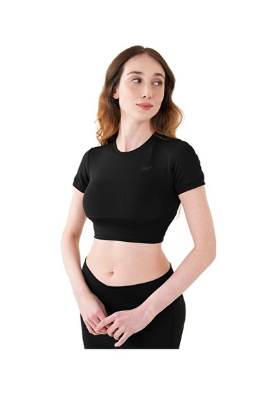 Musclecloth Aura Cross Crop T-shirt Siyah