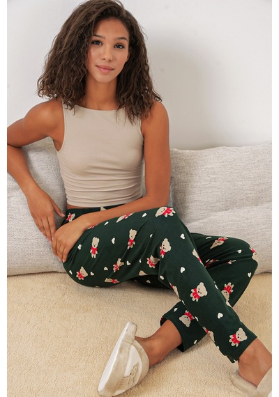 Bigdart 4323 Desenli Pijama Altı - A. Zümrüt Yeşili