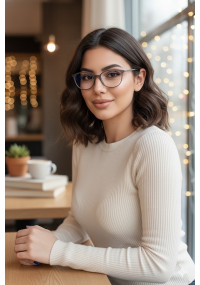 Glam Cat Eye Mavi Işık Filtreli Optik Cam Uyumlu Koruyucu Gözlük Gri