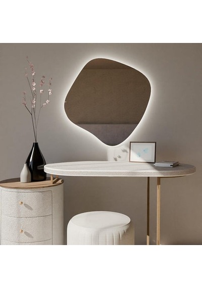 60x60 Cm Organic Form Dimmable Dokunmatik Led Ayna 6500k Beyaz Işık Beyaz
