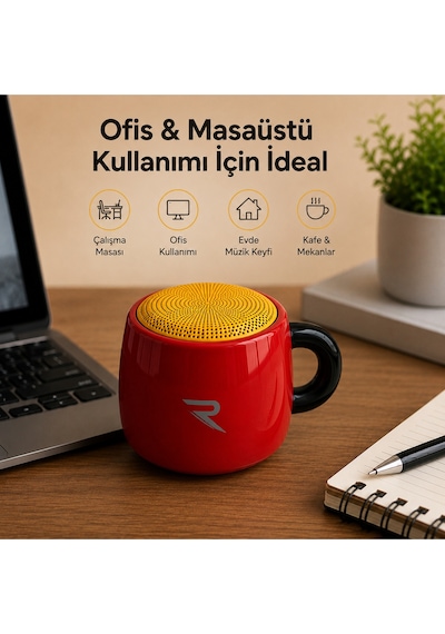 Kahve Kupa Tasarımlı Taşınabilir Hoparlör Mini Kablosuz Bluetooth Hoparlör Bluetooth 5.4 5w Güçlü Ses Soundcup Ry-sc01