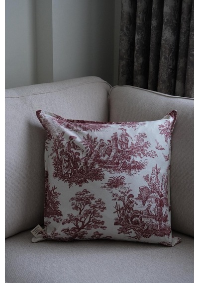 Bordo Kırlent Vintage Desenli 45x45 Dekoratif Yastık Kılıfı Bordo - 693923299 Bordo