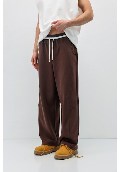 Vamos Bağcıklı Baggy Fit Eşofman Alt Kahverengi