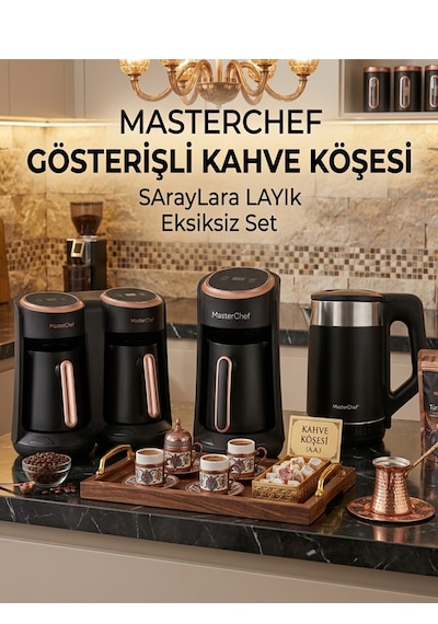 Masterchef Kahve Köşesi Seti 3 Ü Birarada-ikili Ve Tekli Kahve Makinesi-kettle
