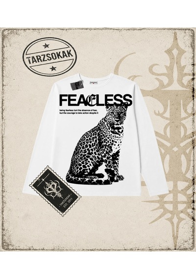 Tarzsokak Gotik & Grunge Streetwear Fearless Long Sleeve Beyaz