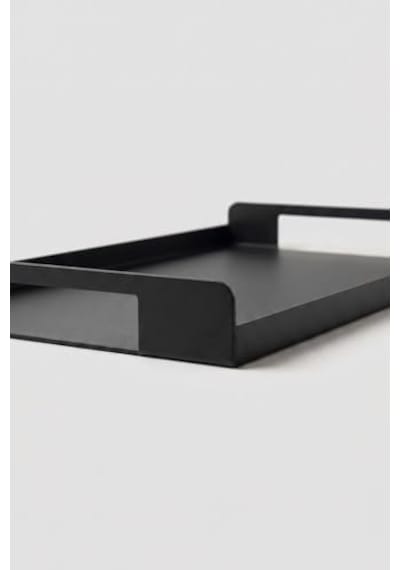 Metal Çay Tepsisi Siyah Sunum Tepsisi Servis Tepsisi Dikdörtgen Dekoratif Tepsi Kahve Çay Servis Tepsisi Mutfak Banyo Organizer Tepsi 15cm
