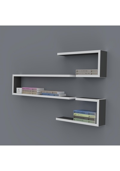 Kenzlife kitaplık nevres 060*100*20 gri duvar rafı