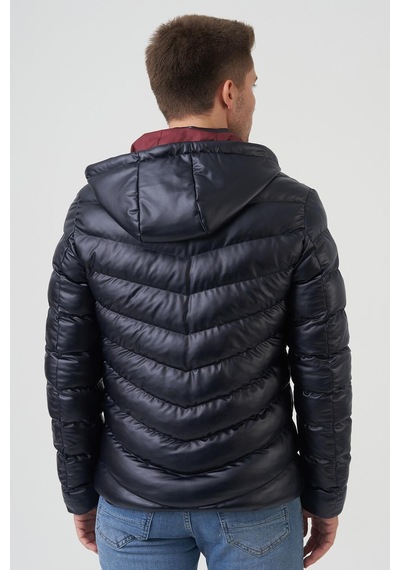 White Stone San Diego Slim Fit Kapüşonlu Kaban Laci-Laci Lacivert