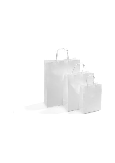 Kağıt Çanta Burgu Saplı 31x41x12cm Körük - Beyaz 25 Adet