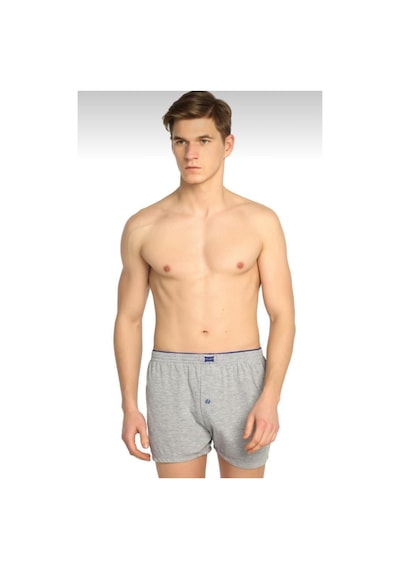 3 Adet Erkek Penye Düğmeli Boxer Gri