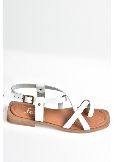 Fox Shoes Beyaz Hakiki Deri Kadın Sandalet (534626724)