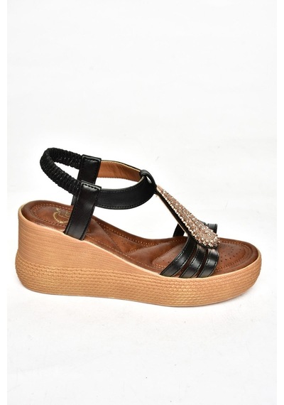 Fox Shoess258161009 Siyah Dolgu Tabanlı Kadın Sandalet Siyah