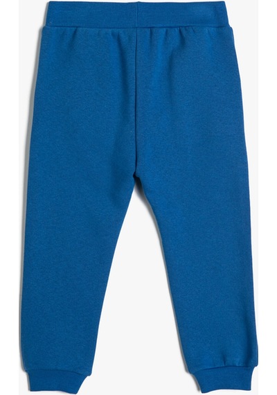 Koton Jogger Eşofman Altı Aplike Detaylı Beli Bağlamalı Şardonlu Mavi 4wmb40158tk 4WMB40158TK601 Mavi