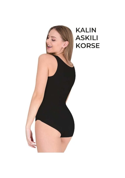 Form Time Kadın Agraflı Çıtçıtlı Kalın Askılı Rengi  Badi Korse Siyah