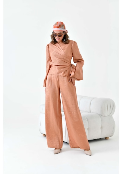 Ftz Women Kadın Pantolonlu Simli Takım Taba 30863-taba Taba