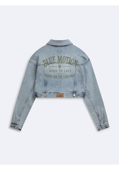LTB Merlına Crop Baskılı Light İndigo Jean Ceket