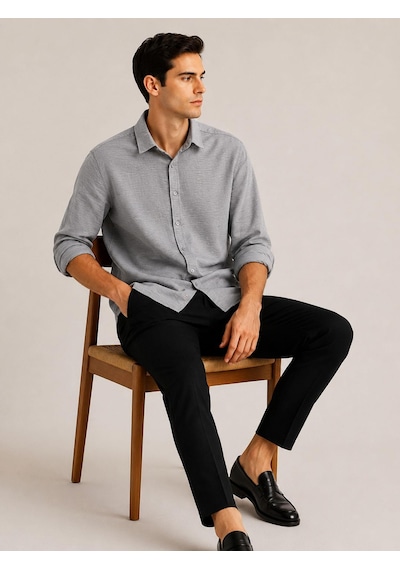 Classics Men Huffa Erkek Pamuklu Regular Salaş Uzun Kol Gömlek 7585 Gri Classics Men Huffa Erkek Pamuklu Regular Salaş Uzun Kol Gömlek 7585 Gri
