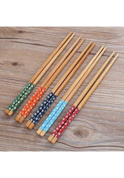 Chopstick Japon Çin Yemek Çubuğu 5 Çift Yıkanabilir Bambu Çok Renkli