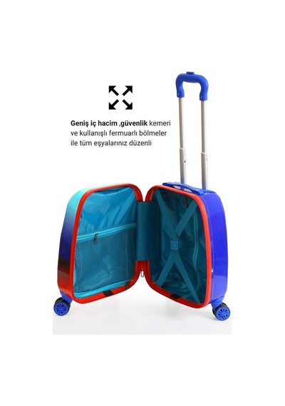 G&d Polo Suitcase Gedox Kids Mavi Kırmızı Astronot Desenli Erkek Çocuk Valizi 151 Mavi - Kırmızı