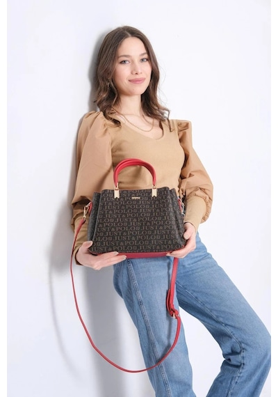 Just Polo Kadın Yeni Sezon El Ve Omuz Çantası Ebat 22x29 Cm Kahve Kırmızı