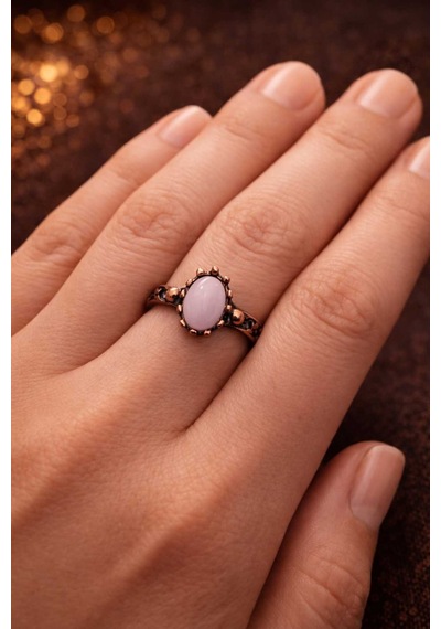Doğal Pembe Kuvars Rose Quartz Taşlı El İşi Bakır Yüzük Diğer