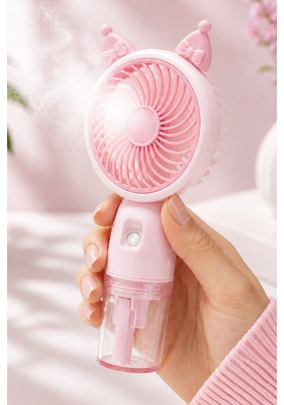 Buhar Üflemeli 3 Modlu Şarjlı El Fanı Seyahat Masaüstü Vantilatör Taşınabilir Mini Fan Pembe F830