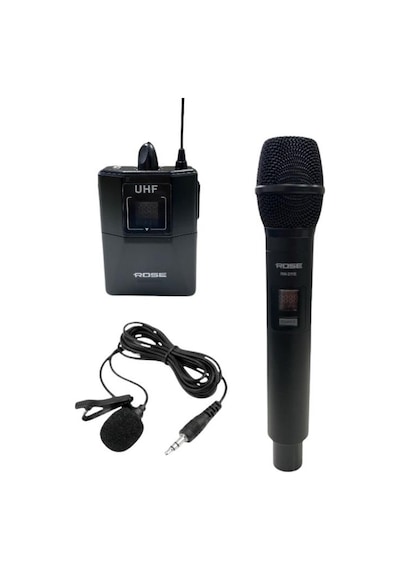 Rose Rw-211-ey Uhf Kablosuz Telsiz El Yaka Mikrofon 2x100 Kanal