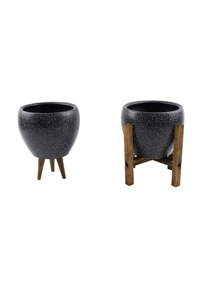 Bitki Tasarımı Ev Dekorasyon Gri Granit Toprak Saksı Saksılık Salon Çiçeklik İkili Set 3 Ayaklı- 4 Ayaklı- 15 Cm Belirtilmemis