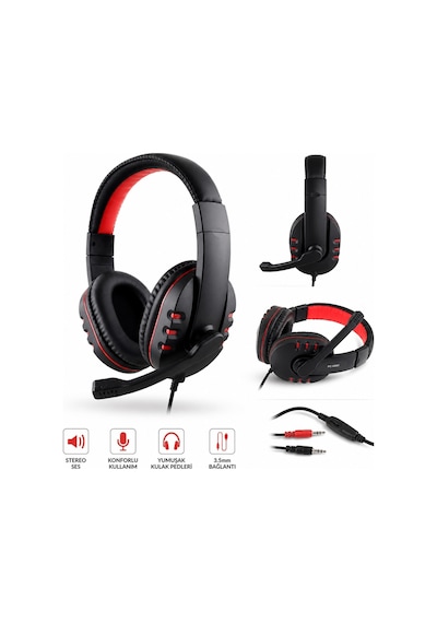 Pg-6960 Mikrofonlu Oyuncu Kulaklığı Stereo Ses Volume Ayarlı Kulaküstü Kablolu Pc Kulaklık Game Headphone 2 Metre Kablo Uzunluğu