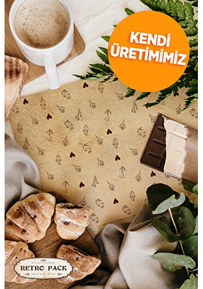 100 Adet Kendinden Desenli Yağlı Kağıt 100 Adet Vintage Gazete Desen Sunum Kağıdı Ahşap
