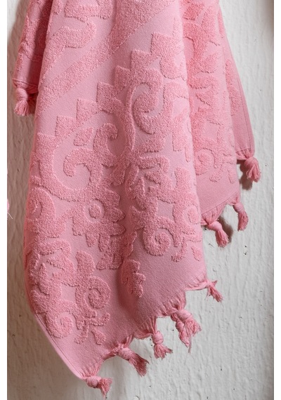 4'lü Hamam Seti %100 Pamuk 2 Adet 70x140 Beden, 2 Adet 50x90 El, Yüz, Saç Havlu Bağlamalı, 1250gr Pudra Pembe