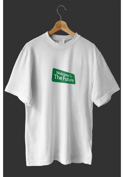 Noıssey -wed Welcome To The Future Baskılı Oversize T-shirt Tişört Sokak Tarzı Beyaz