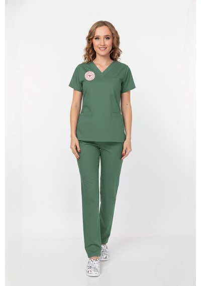 Unisex Ameliyat Yeşil Scrubs Üniforma Takım Frosty Spruce Sağlık Bakanlığı Yeni Yönetmeliğe Uygun Yeşil