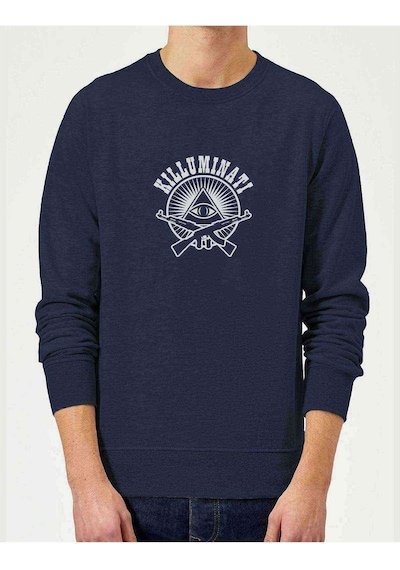 Killuminati Baskılı Indigo Mavi Lacivert Erkek Örme Sweatshirt