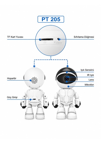 1080p Robot Görünümlü Wifi Ip Bebek Bakıcı Güvenlik Kamerası Kablosuz Gece Görüşlü Robot Camera