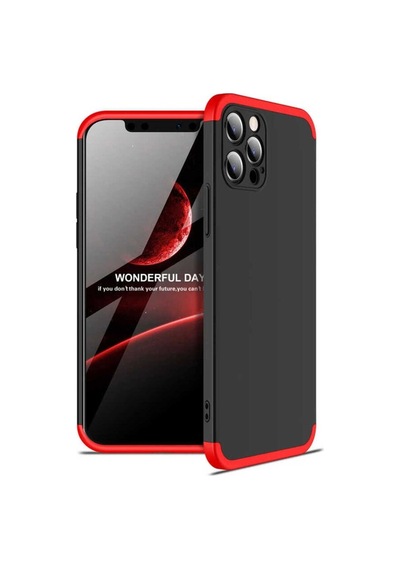 Apple Uyumlu iPhone 12 Pro Kılıf Zore Ays Kapak Siyah-Kırmızı