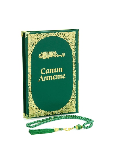 Anneye Hediye Kutulu İnci Tesbihli Ciltli Yasin Kitabı Seti Yeşil