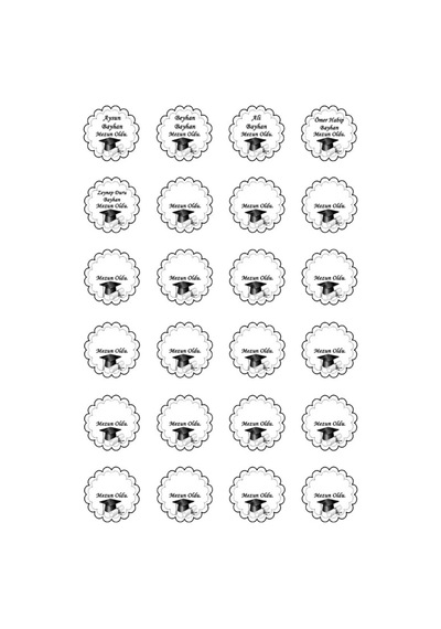 24 Adet 4 Cm Sınıflara Özel Kişiselleştirilebilir Mezun Oldu Baskılı Mat Etiket Sticker-1