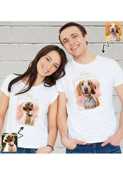 Bk Gift Kişiye Özel İki Evcil Hayvan Tasarımlı Beyaz Tişört-5, Sevgiliye Hediye, Arkadaşa Hediye, Trend T-shirt Kobitmeyencom33927 Bk Gift