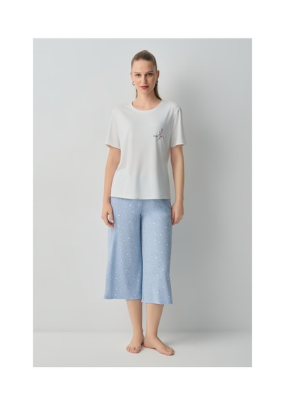 Suwen Mina Kapri Pijama Takımı Wsh10510039348 Mavi