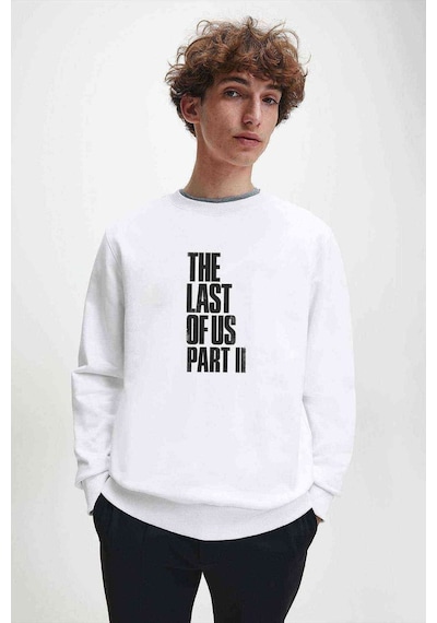 The Last Of Us Part 2 Baskılı Beyaz Erkek Örme Sweatshirt (528508678)