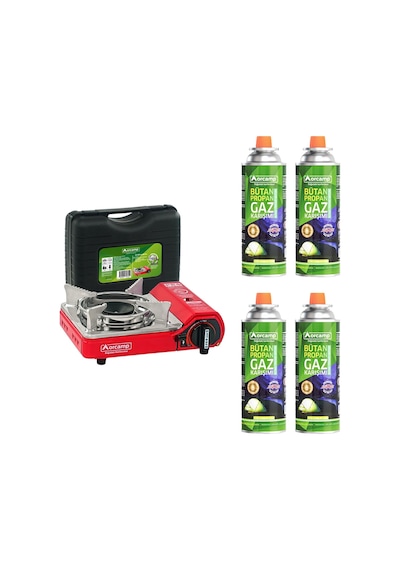 Orcamp Mini Çantalı Kamp Ocağı Kırmızı 4 Kartuşlu Set Kırmızı