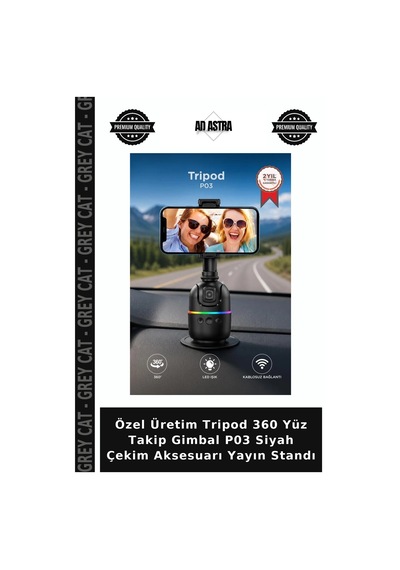 Özel Üretim Tripod 360 Yüz Takip Gimbal P03 Siyah Çekim Aksesuarı Yayın Standı