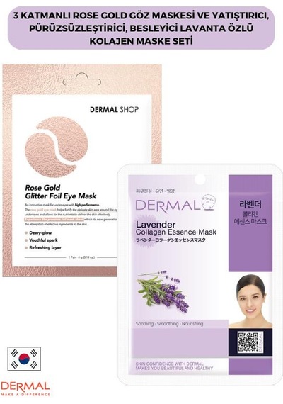 Dermal 3 Katmanlı Rose Gold Göz Maskesi + Lavanta Özlü Kolajen Maskesi 23 G﻿
