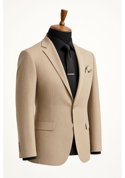 Fabio Cassani Erkek İtalyan Kesim Tek Düğmeli Blazer Ceket Klasik Ve Modern Şıklık Krem