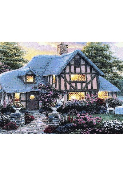 Hobbit Evi Adlı İran Tebriz Halı Tablo 123x75cm - Duvar Halı Kilim Tablo