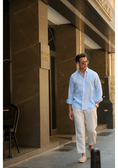 Slim Fit Uzun Kol %100 Keten Nefes Alabilen Kumaştan Hediye Kutulu Erkek Gömlek Fs-004170 - Mavi-2859 MAVİ Slim Fit Uzun Kol %100 Keten Nefes Alabilen Kumaştan Hediye Kutulu Erkek Gömlek Fs-004170 - Mavi-2859 MAVİ