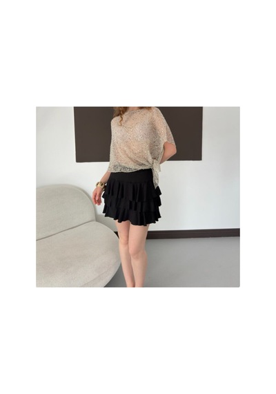 Verymoda Asimetrik Kesim Yarasa Kol Pullu Bluz D3118 Taş